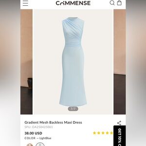 Commense Light Blue Backless Maxi Dress